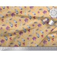 thumbnail image 3 of Soimoi Orange polyester Crepe Fabric Feather & Floral Decor Fabric Printed Yard 52 Inch Wide, 3 of 5