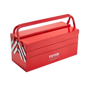 VEVOR Boîte à outils 18-inch 3-Tier 5-Tray Boîte à outils Cantilever pliante avec poignée rouge