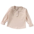 thumbnail image 2 of RXIRUCGD Round-neck Ribbed Velvet Bottoming Shirt For Kids( Beige, Size:1-2 Years ), 2 of 3