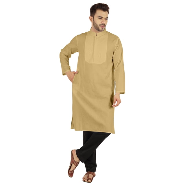 Atasi Ensemble Kurta-Pyjama Indien Uni pour Hommes Col Mandarin Kurta Décontracté Longue Tenue