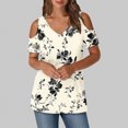 thumbnail image 1 of Soki Women's Off Shoulder Tee Clearance Blouses Short Sleeved V-Neck Fashionable Tops, 1 of 6