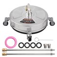 thumbnail image 1 of 46cm18inch Pressure Washer Surface Cleaner Stainless Steel Housing Power Washer Accessory with 14 Inch Quick Connector 4 Wheels 2 Nozzles 2 Extension Wands 4000PSI, 1 of 7