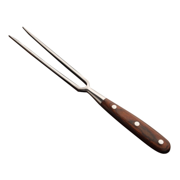 ZZkhGO Stainless Steel Barbecue Fork, Redwood Handle Grilling Tool, Meat Fork for Outdoor Cooking