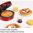 thumbnail image 2 of TEMOGU-Anti-Overflow Belgian Waffle Maker w/ Shade Selector, Temperature Control, Mess Free Moat, Round Iron w/ Nonstick Plates & Cool Touch Handle, Measuring Cup Included, Red, 2 of 4