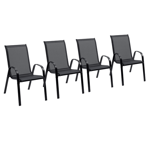 Outsunny Ensemble de 4 Chaises de Salle à Manger d'Extérieur pour Se Détendre sur le Patio, Noir