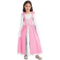 thumbnail image 1 of iefiel Robe Rétro d'Halloween pour Filles Robe Longue Évasée à Manches Longues Lacée Robe Princesse Maxi Rose 14, 1 of 7