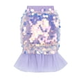 thumbnail image 1 of Robes pour Filles Jupe à Sequins avec Plissée Robe de Fête d'Anniversaire de Mariage Robe de Demoiselle d'Honneur Violette 7-8 Ans, 1 of 4