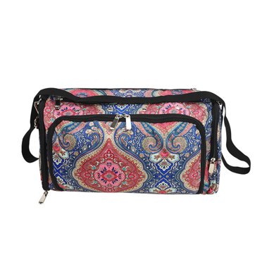 Xingzhi Yarn Storage Bag Shoulder Large Capacity Knitting Bags Multi-grids Oxford Cloth Pouch For Wool Crochet Supplies Blue Leaf
