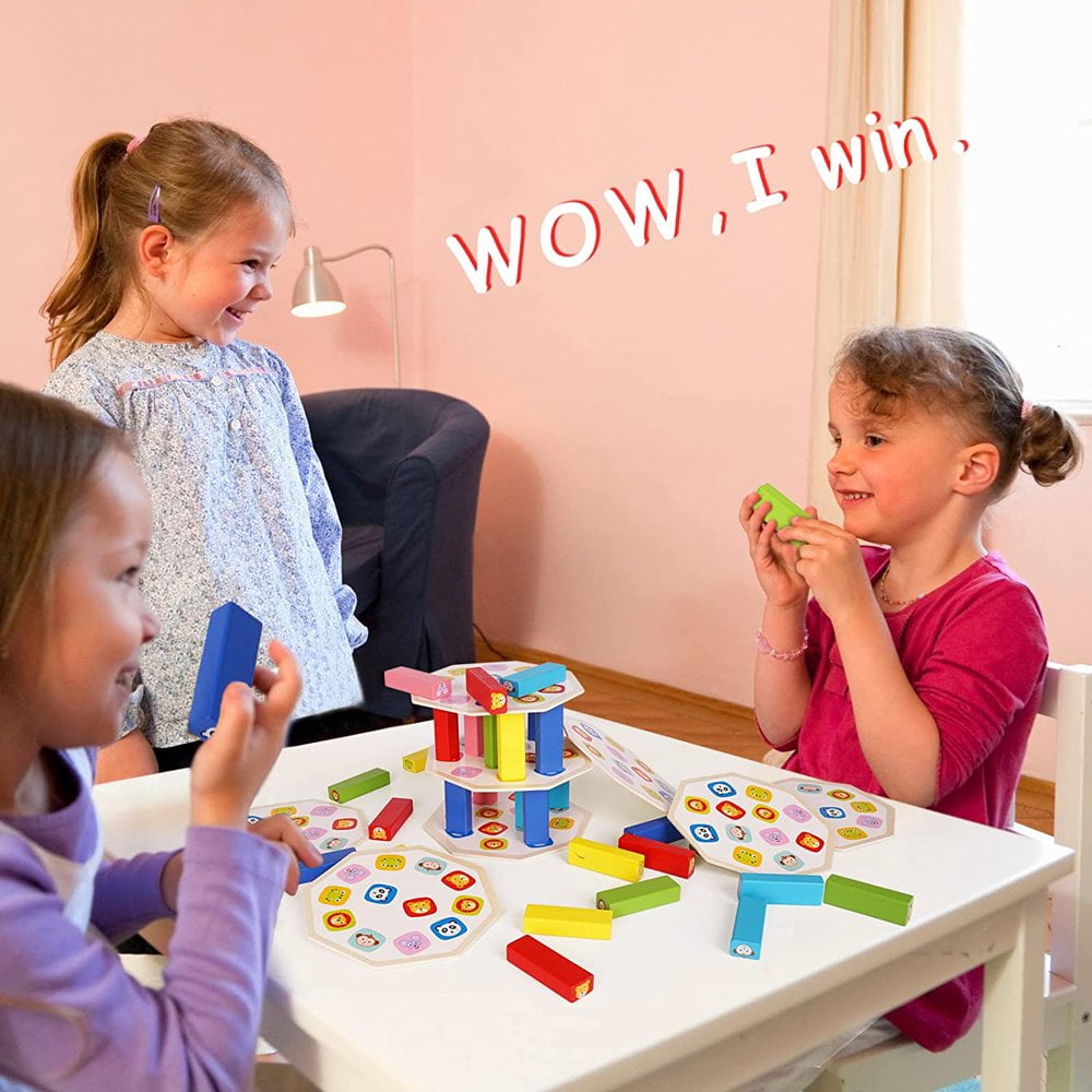Tour Empilable 4-en-1 En Bois – Couleurs Et Animaux – Jouet éducatif 3-9 Ans – Motricité Et Concentration