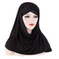 thumbnail image 3 of Forehead Cross Wrap Scarf Cap Solid Color Sequins Hijabs Muslim Women Turban Cap, 3 of 5