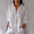 thumbnail image 2 of RKSTN Hauts pour Femmes Couleur Unie Coton et Lin Col Rabattu Chemises à Manches Longues Blouses Décontractées Printemps Été Polyvalentes Amples Grande Taille Hauts pour Femmes, 2 of 4