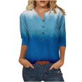 thumbnail image 2 of Hauts d'Été pour Femmes 2023 Mode Féminine Manches Trois-Quarts Col Rond Rétro Imprimé de Pâques Blouse Ample Bohemian T-Shirt Grande Taille pour Femmes, 2 of 5