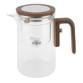 thumbnail image 2 of Pot Glass Teapot with Infuser 600ml Stainless Steel One Touch Tea Maker Clear Tea Kettle with Wood Handle for Home Office, 2 of 7