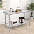 thumbnail image 2 of NSF Stainless Steel Brewing Work Table - Heavy Duty 60x24x35 Inch - Adjustable Undershelf, Backsplash, Curved Edge, Removable Trash Rack, For Restaurant & Home, 2 of 7