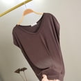 thumbnail image 2 of FRSASU T-Shirt de Sommeil Uni pour Femme Haut de Pyjama à Col en V Café, 2 of 8