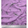 thumbnail image 1 of Soimoi Purple Rayon Crepe Fabric Stripe & Mosquito Insects Print Fabric by the Yard 46 Inch Wide, 1 of 1