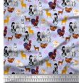 thumbnail image 1 of Soimoi Polyester Crepe Fabric Reindeer,Hen & Cock Bird Print Fabric by The Yard 52 Inch Wide, 1 of 3