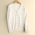 thumbnail image 2 of aohooy Womens Chunky Knit Cardigan V-Neck Button Down Cardigans Solid Open Front Long Sleeve Sweaters Beige,L, 2 of 9