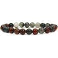 thumbnail image 1 of Bracelet Extensible Unisexe en Perles Rondes de 8 mm avec Pierre de Sang Africaine Naturelle, 1 of 5