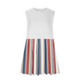 thumbnail image 3 of RKSTN Robes d'Été pour Femmes 2024 Décontractées Patchwork Sans Manches Col Rond Plissé Robes Amples Grande Taille Couleur Unie Taille Élastique Robes Midi, 3 of 4