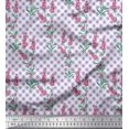 thumbnail image 1 of Soimoi Purple polyester Crepe Fabric Check,Leaves & Pink Floral Print Fabric by Yard 42 Inch Wide, 1 of 1