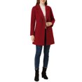 thumbnail image 2 of Allegra K Manteau Mi-Long à Manches Longues Raglan à Revers Croisé pour Femme TP Rouge Foncé, 2 of 7