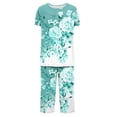 thumbnail image 5 of Ensemble de Pyjama pour Femme Liquidation Ensemble de Pyjama à Manches Courtes pour Femme 2 Pcs Ensemble de Nuit d'Été Imprimé Floral Boutons Col Ras du Cou Pantacourt Ensembles de Pjs Grande Taille Pyjamas pour Femmes Nouveau Bleu Clair G, 5 of 5