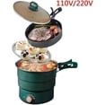 thumbnail image 3 of Graflsoa Cuiseur Électrique Compact Rétro Vert en Acier Inoxydable 304 Multifonction avec Poignée Pliable, Prise US 110V, Idéal pour les Voyages, le Dortoir et le Bureau, 3 of 6