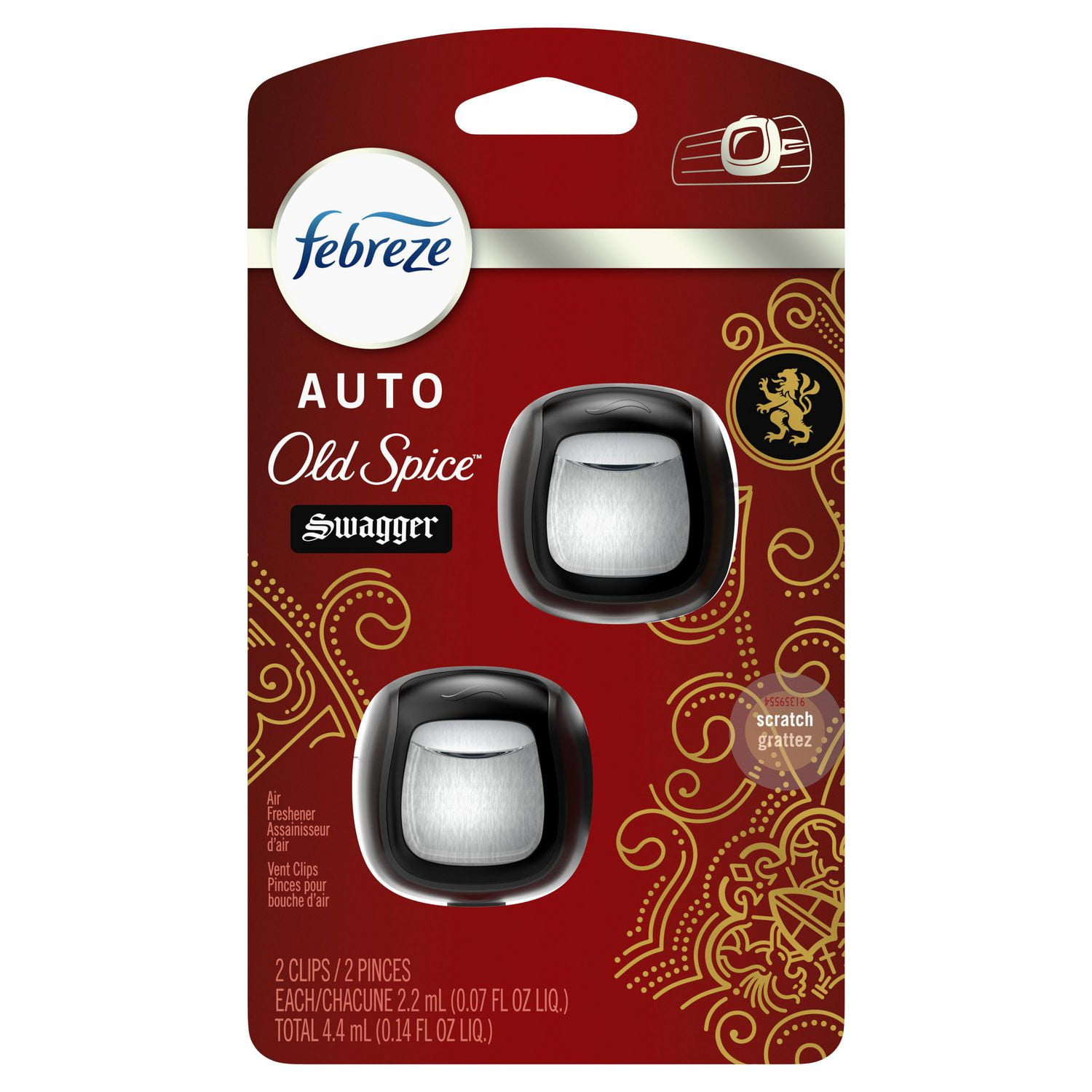 Assainisseur d’air sous forme de pince pour bouche d’air Febreze AUTO
