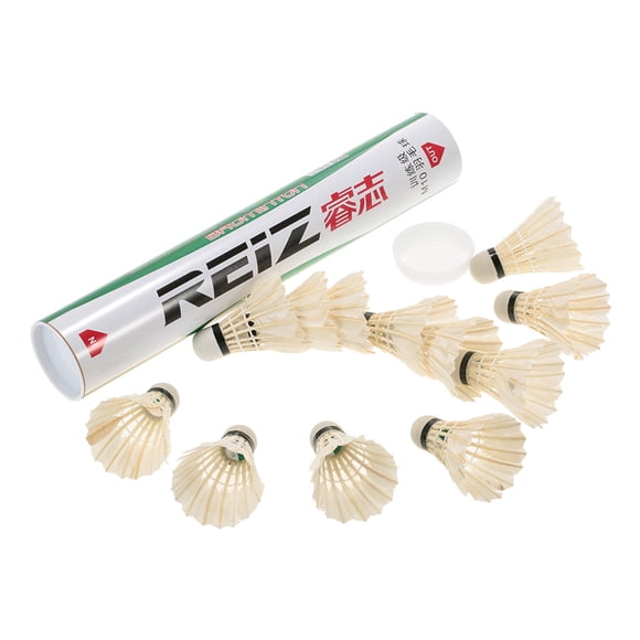 Ensemble de 12 Coqs Navette Badminton Plumes de Canard/oie/tête en Mousse, Coqs Navette, Jeu de Balle de Badminton avec Tube de Rangement
