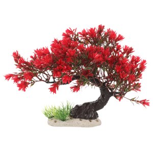 UPGRATOR Fish Tank Small Tree Red Plastic Aquarium Use 1Pcs