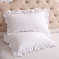 thumbnail image 3 of 100% Cotton Ruffle Pillowcase Ruffled Pillow Cover White Pillow Case, 3 of 5