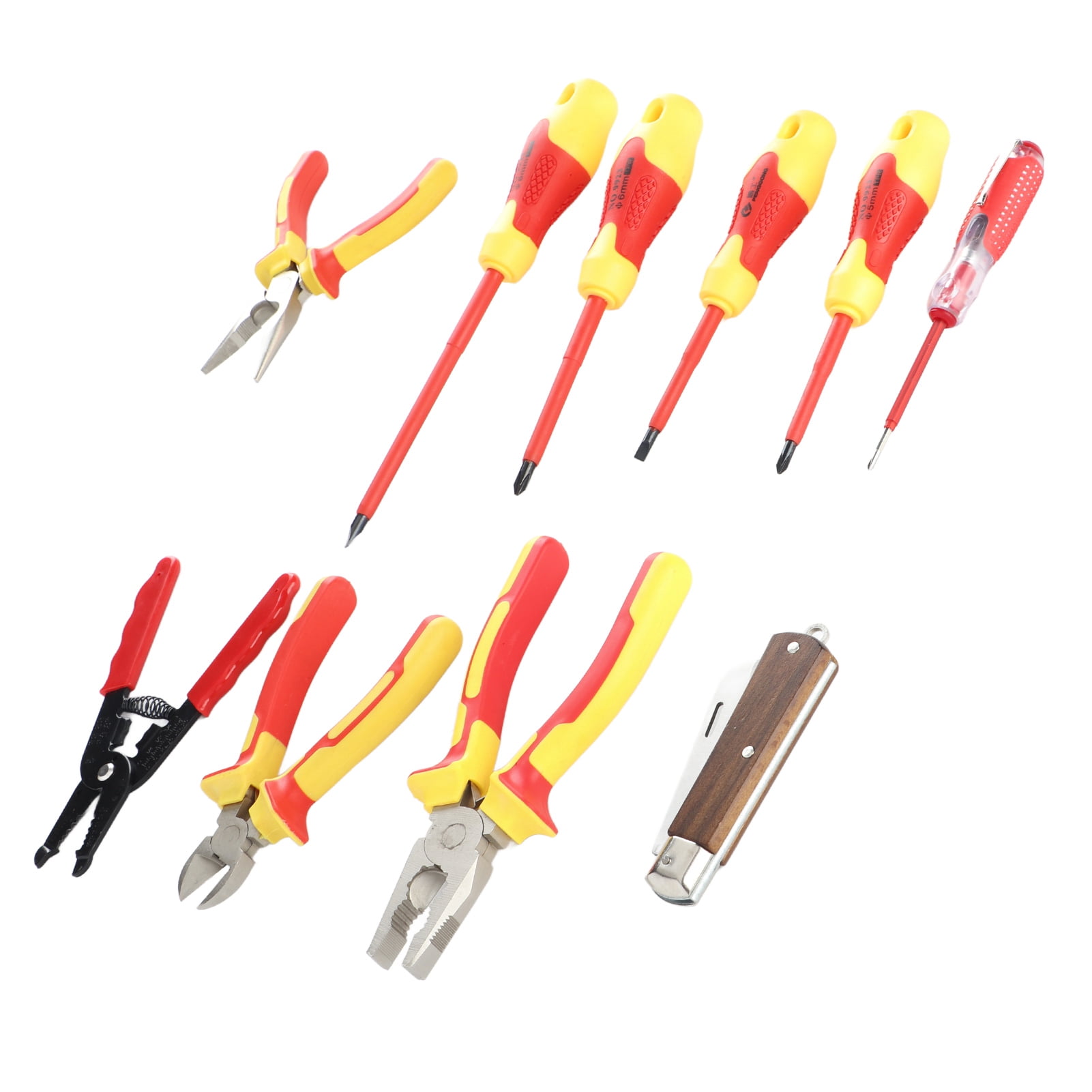 Insulated Electrician Tool Set, Dual Plastic Handle Electrician Tool Set  for Wire Stripping