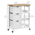 thumbnail image 3 of HOMCOM Kitchen Cart on Wheels with Wood Top, 3 Drawers and Shelves, 3 of 10