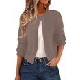 thumbnail image 1 of ManxiVoo Cardigan Court à Boutons pour Femmes, Manches Longues, Col Rond, Chandail Tricoté, Mignon, Tenue Décontractée, Taille TG, Gris, 1 of 7
