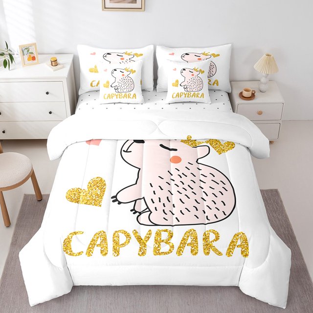YST Capybara Comforter Set Bed in a Bag, Polyester, Full Size (7 Count)