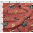 thumbnail image 2 of Soimoi Musical Instruments Printed, Poly Canvas Fabric, Decor Sewing Fabric by The Yard 56 Inch Wide,Decorative Fabric for Curtains Tote Bags, Pastel Red, 2 of 5