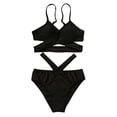 thumbnail image 1 of MIASHUI Girls 2 Piece Swimsuits Solid Spaghetti Strap Bikini Set Beach Bathing Suit,Black,9-10 Years, 1 of 6