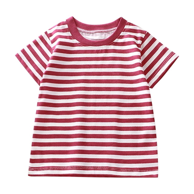 WRKEKC T-Shirts pour Garçons, Hauts d'Été pour Garçons, T-Shirts de Sport à Manches Courtes Décontractés d'Été pour Enfants à Col Rond à Rayures Imprimées