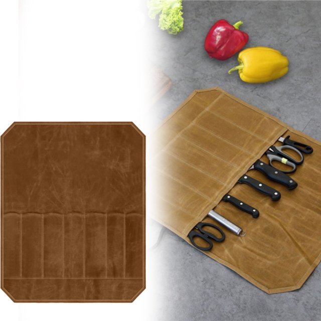 SuChun Sac d'Exposition d'Outils pour Cuillère et Couvercle avec Fente, Support Pliable, Sac de Rangement, Mini Sac, Sac d'Extérieur, Rouleau de Sac de Protection, Jaune