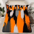 thumbnail image 2 of Erosebridal Orange Geometric Sheet Set Full, Abstract Stripes Bedding Sets Full Size, Minimalst Decor 4pcs, 2 of 7