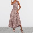 thumbnail image 2 of RKSTN Women's Summer Dress One Shoulder Sleeveless Long Dress Printing Ruffle Maxi Dress, 2 of 5