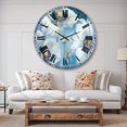 thumbnail image 2 of Designart « Fleur Blanche Peinte à la Main sur Fond Bleu II » Horloge Murale de Style Ferme, 2 of 6