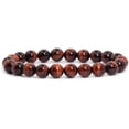 thumbnail image 1 of Bracelet Extensible Unisexe en Perles Rondes de 8 mm avec Cristaux d'Oeil de Tigre Rouges AA Naturels, 1 of 5