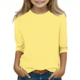 thumbnail image 2 of Plebaso Garçons Filles T-Shirts à Manches 3/4 Col Rond Blouse T-Shirt Basique Hauts Décontractés Unis T-Shirts Légers, 2 of 5