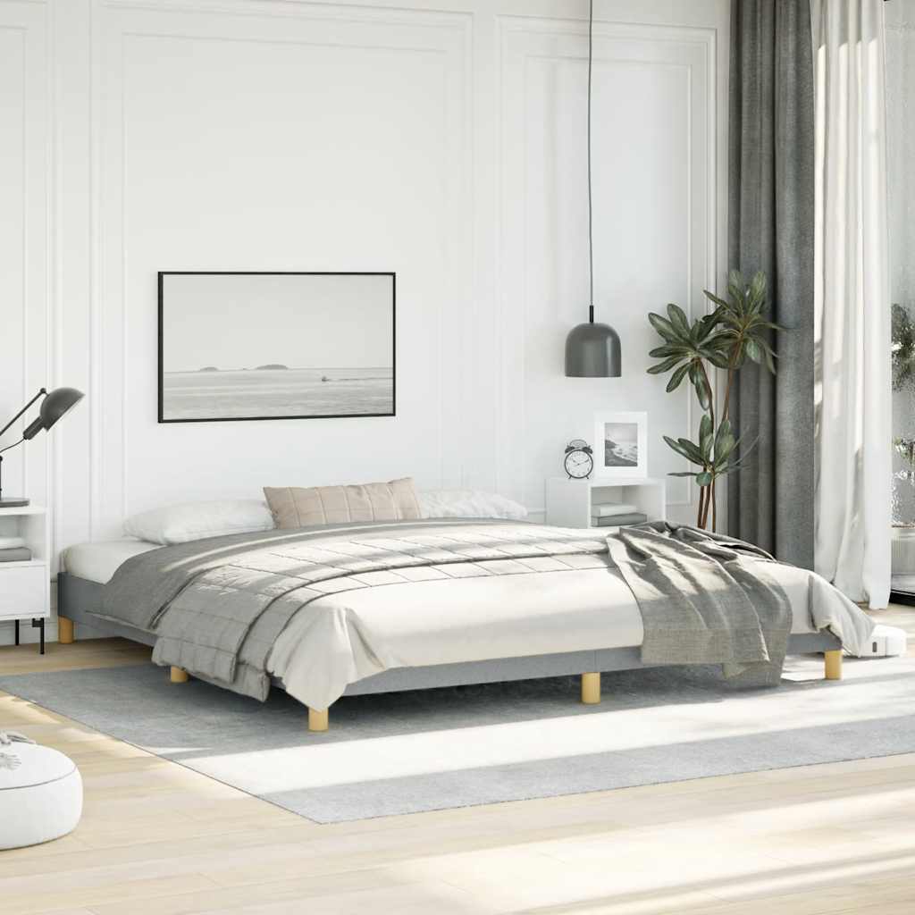 vidaXL Bed Frame Light Grey 193x203 cm King Fabric