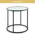 thumbnail image 3 of Gymax Glass End Table 20'' Round Side Table w/ Metal Frame & Faux Marble Glass Top, 3 of 9
