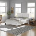 thumbnail image 3 of VECELO Full Bed Frame with Adjustable Height Headboard, Upholstered Button Tufted Platform Bed for Bedroom, No Box Spring Needed, Easy Assembly, White, 3 of 8