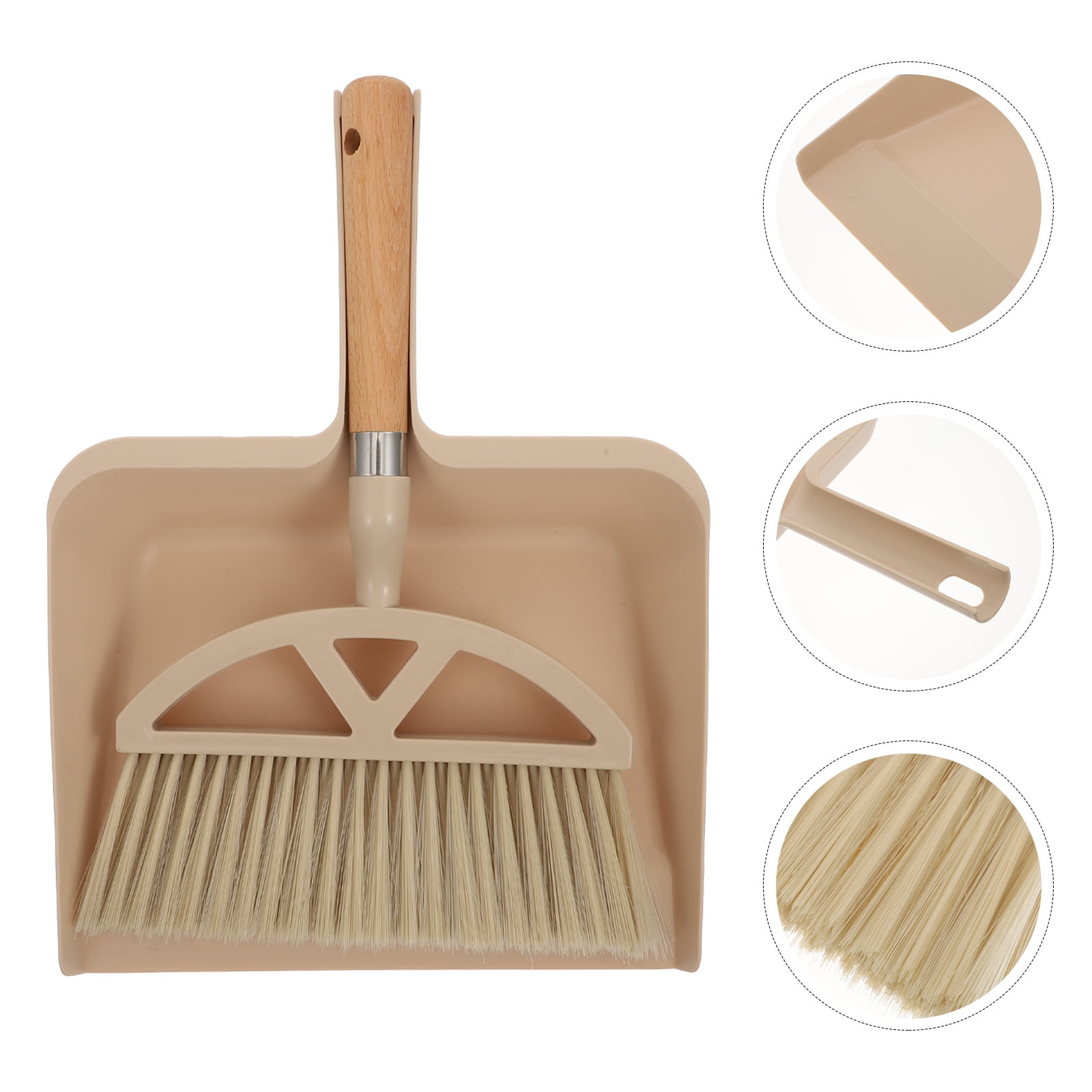 Minkissy Broom Dustpan Mini Broom and Dust Pan Sets for Cleaning 1 Set Khaki