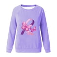 thumbnail image 4 of Rbaofujie Chandails pour Femmes Femmes Mode Décontractée Imprimé Col Rond Ample Manches Longues T-shirt Hauts Blouse Violet Chandails à Capuchon pour Femmes, 4 of 4